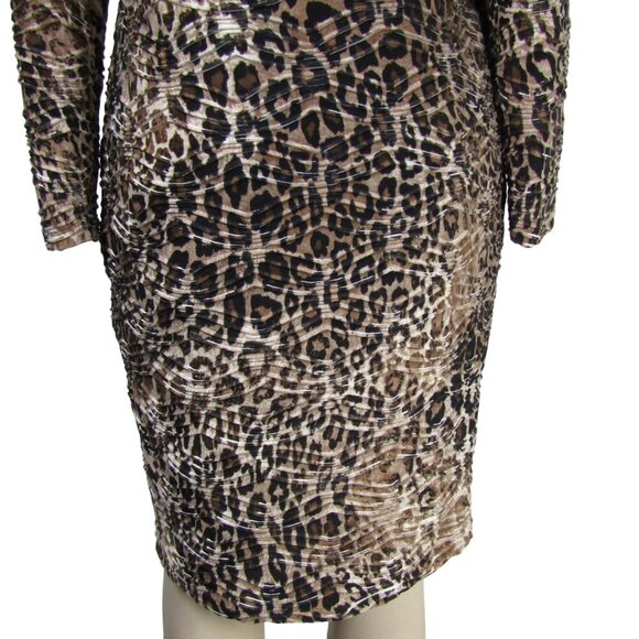 LEOPARD NWT Animal Print Safari Cheetah Textured Mob Wife knit Career Dress L - Picture 7 of 11